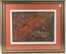 20TH CENTURY SCHOOL. Abstract forms, mixed media. Signed in pencil and numbered 1/1, area inside