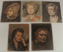 GEORGE WEISSBORT (1928 - 2013). Four portraits of women. Head and shoulders. Unframed, panel. 10.