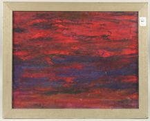PATRICIA LANGMEAD (20TH CENTURY). 'Red Sky at Night', a landscape, oil on panel. Signed with