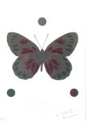 DAMIEN HIRST (b. 1965) BRITISH. Butterfly spin picture. Signed, for Lucie with a heart. Happy