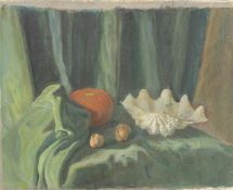 GEORGE WEISSBORT (1928 - 2013). Still Life. A shell, tomato and walnuts on a ledge. Unframed,