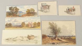 A small group of small 19th Century watercolours in the manner of David Cox (unframed) (Qty).