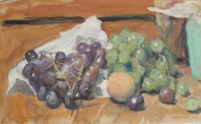 GEORGE WEISSBORT (1928 - 2013). Still Life. Grapes and other fruit on a ledge. Watercolour,