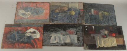 GEORGE WEISSBORT (1928 - 2013). Six various still lifes on board. Unframed. 10