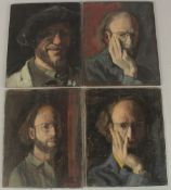 GEORGE WEISSBORT (1928 - 2013). Four self portraits, head and shoulders. Unframed, canvas on