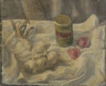 GEORGE WEISSBORT (1928 - 2013). Still Life. Garlic and a jar. Canvas on board, unframed. 13
