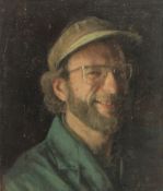 GEORGE WEISSBORT (1928 - 2013). Artist Self Portrait. Unframed. Signed, oil on board. 15