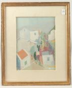DEBORAH WARGON, VINTAGE FRENCH. KALMHUS MID-CENTURY ABSTRACT, pastel. Signed and dated 80. 13