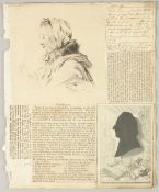 ATTRIBUTED TO JOSHUA REYNOLDS (1723 - 1792) BRITISH. Profile of a Lady, ink and wash. Unframed, 5.