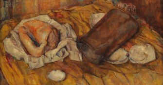 GEORGE WEISSBORT (1928 - 2013). Still Life. Oysters and a copper kettle. Signed and dated 1958,