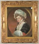FRENCH SCHOOL. 18TH - 19TH CENTURY.OVAL PORTRAIT head and shoulders of a young lady, pastel, 24ins x