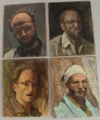 GEORGE WEISSBORT (1928 - 2013). Four self portraits. Head and shoulders. Unframed, board. 10.5