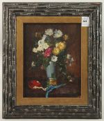 D. MARTIN. Still life of a vase of flowers, canvas on board. 9.5