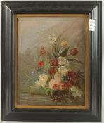 DUTCH SCHOOL. Still life of flowers, oil on panel. 9.5