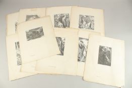 A collection of ten Pre-Raphaelite wood engravings on India paper, unframed. (AF) (10).