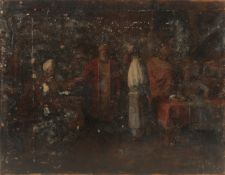 GEORGE WEISSBORT (1928 - 2013). Interior, Arabian figures. Unframed, board. 17