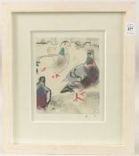 PETER STILLWELL (20 / 21st Century). 'Two Birds in Flight', coloured chalks. Signed with initials,