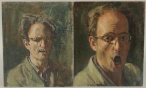 GEORGE WEISSBORT (1928 - 2013). Two small Artist Self Portraits. Unframed, pencil. 10.5