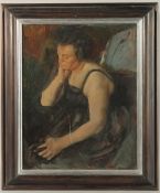 GEORGE WEISSBORT (1928 - 2013). Portrait of a lady sitting in a chair. Board. 18