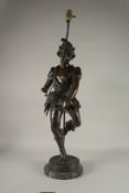 JEAN DIDIER DEBUT (1824-1893) FRENCH A GOOD BRONZE FIGURE OF A YOUNG MAN, after ROBIN HOOD, standing