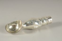 A SILVER-PLATED SNOWMAN ICE CREAM SCOOP.