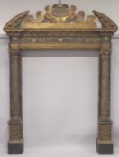 A LARGE LATE 17TH CENTURY - EARLY 18TH CENTURY CARVED WOOD DOOR FRAME with a large pair of carved