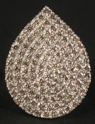 A LARGE PEAR-SHAPED DIAMOND COCKTAIL RING in 9ct white gold. RBC diamonds 3.15ct.
