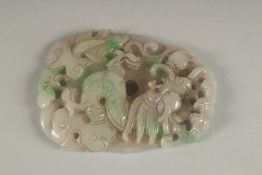 A CHINESE PIERCED JADE CIRCULAR PENDANT. 3.5ins x 2.5ins.