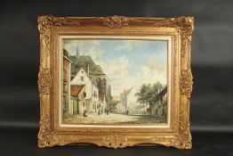 L. ROTH. A busy Dutch street scene with figures. Signed. Oil on panel. 16