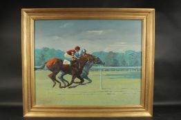 Ann Brazier (20th Century), horses racing, oil on canvas, signed, 24