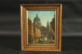 J. WALKER. Venice canal scene. Signed. Oil on board. 9.5