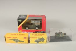 DINKY TOYS 7.2 HOWITZER No. 693, boxed. A miniature Jeep Militaire 24M, a Corgi Jeep and a BRITANNIA