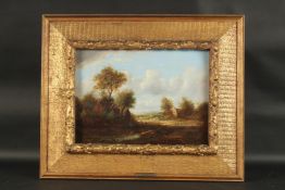 PATRICK NASMYTH (1787-1831) BRITISH. English landscape, a farm amidst trees with distant view. Oil