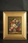 J. WATSON. Dutch still life, bowl of flowers on a ledge. Signed. Oil on canvas. 10