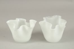 TWO VENINI STYLE SMALL OPAQUE WHITE 