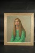KATHLEEN TOWNSEND. Portrait, head and shoulders of a young girl with long flowing hair. Signed.