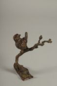 A JAPANESE BRONZE BIRD in a tree. 3.5cms.
