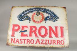 A TIN SIGN, PERONI. 20ins x 28ins.