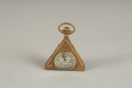 A BRASS MASONIC TRIANGULAR POCKET WATCH. 2ins.
