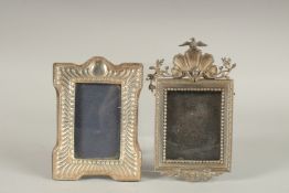 TWO SMALL UPRIGHT PHOTOGRAPH FRAMES. 5ins x 3.5ins and 6ins x 2.75ins