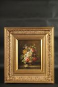 J. GABRIEL. Dutch still life, flowers in a bowl on a ledge. Signed. Oil on panel. 10