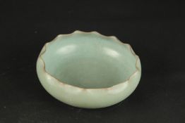 A CHINESE RU WARE PETAL RIM BOWL. 20cms diameter.
