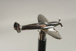 A WOODEN WALKING STICK WITH SPITFIRE HANDLE.