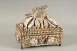 A DECORATIVE VICTORIAN SHELL ENCRUSTED CASKET. 24cms long.