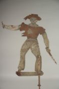 AN EARLY METAL PIRATE WEATHER VANE. 17ins high.
