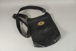 A LADIES' BLACK MULBERRY BAG. 13ins long.