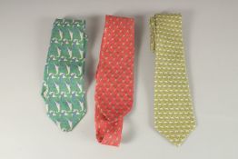 THREE SILK TIES, GUCCI (2) and JIM THOMPSON (1).