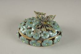 AN ENAMEL TRINKET BOX.
