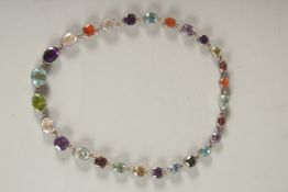 A RIVERA 15CT GOLD AND SILVER NECKLACE. 200cts approx., in Georgian style setting.