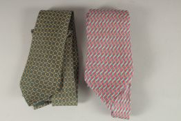 TWO HERMES SILK TIES.